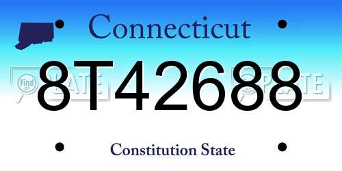 8T42688 Connecticut License Plate