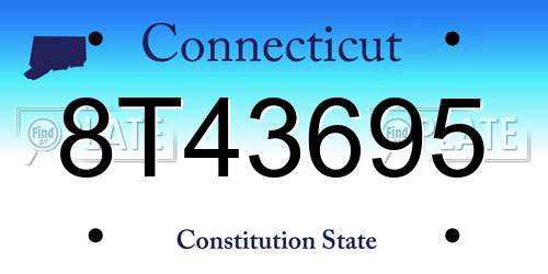 8T43695 Connecticut License Plate