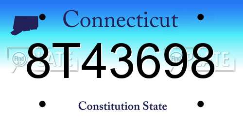 8T43698 Connecticut License Plate