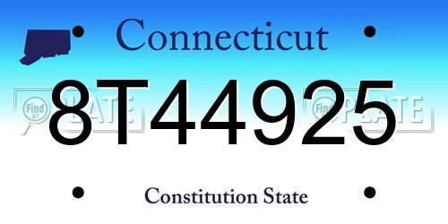 8T44925 Connecticut License Plate