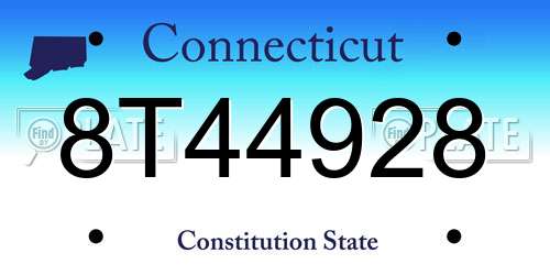 8T44928 Connecticut License Plate