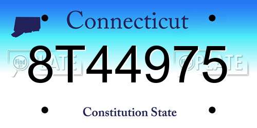 8T44975 Connecticut License Plate