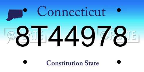 8T44978 Connecticut License Plate