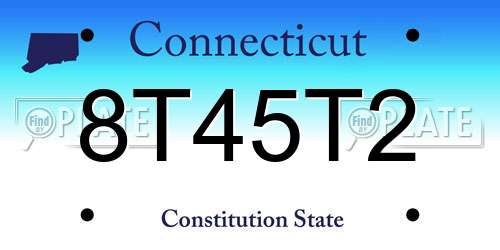 8T45T2 Connecticut License Plate
