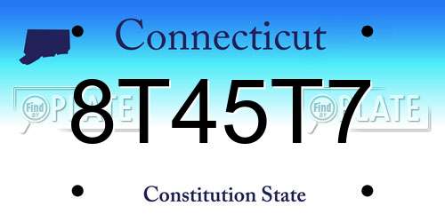 8T45T7 Connecticut License Plate