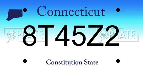 8T45Z2 Connecticut License Plate