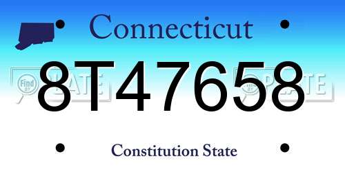8T47658 Connecticut License Plate