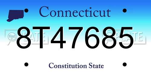 8T47685 Connecticut License Plate