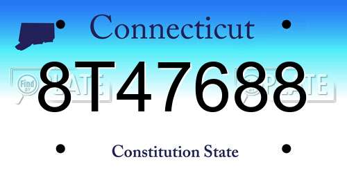 8T47688 Connecticut License Plate