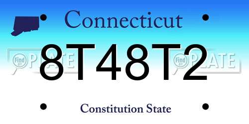 8T48T2 Connecticut License Plate