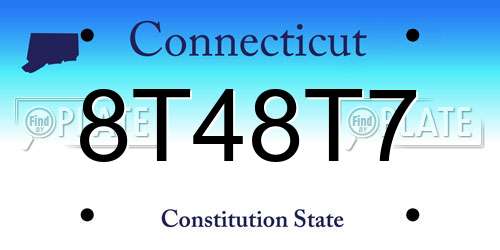 8T48T7 Connecticut License Plate