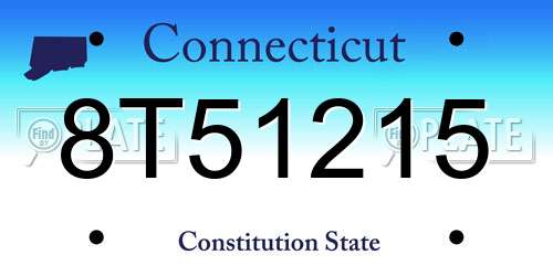 8T51215 Connecticut License Plate