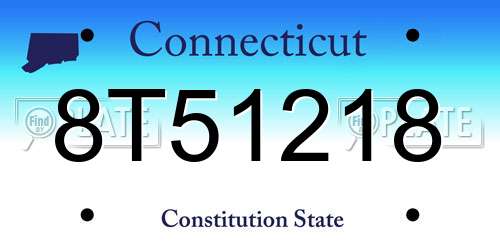 8T51218 Connecticut License Plate