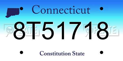 8T51718 Connecticut License Plate