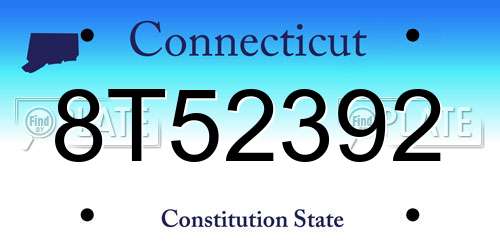 8T52392 Connecticut License Plate
