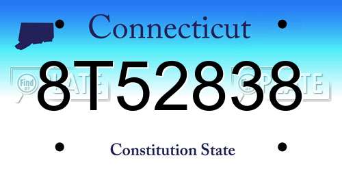 8T52838 Connecticut License Plate