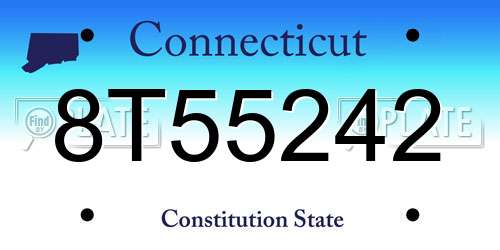 8T55242 Connecticut License Plate