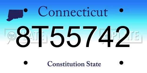 8T55742 Connecticut License Plate