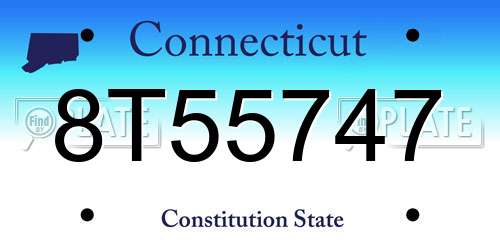 8T55747 Connecticut License Plate
