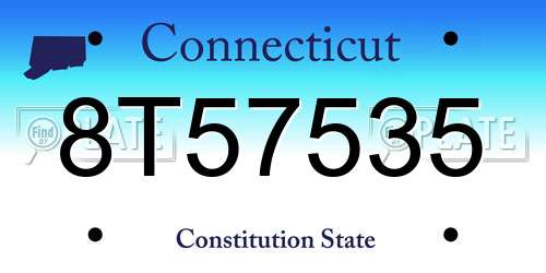 8T57535 Connecticut License Plate