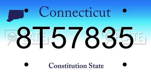 8T57835 Connecticut License Plate