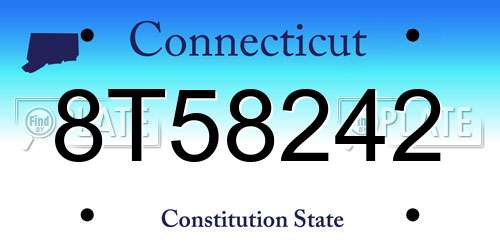 8T58242 Connecticut License Plate
