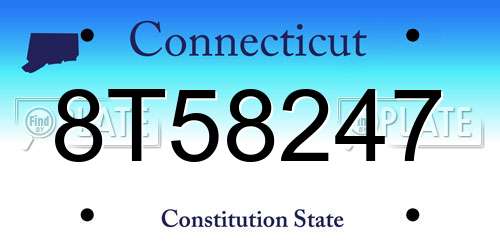 8T58247 Connecticut License Plate