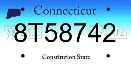 8T58742 Connecticut License Plate