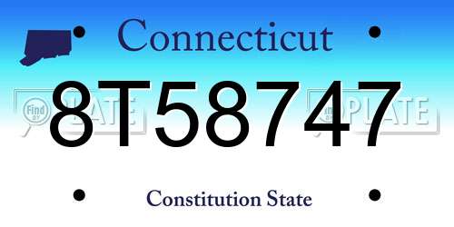 8T58747 Connecticut License Plate