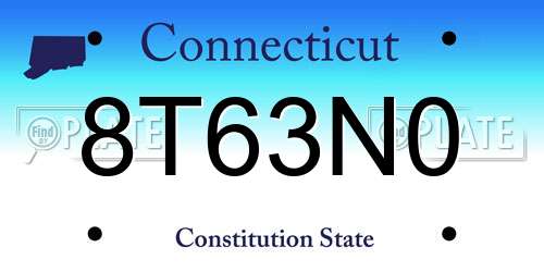8T63N0 Connecticut License Plate