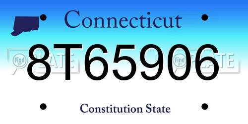 8T65906 Connecticut License Plate