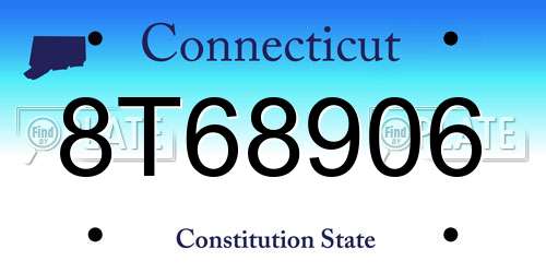 8T68906 Connecticut License Plate