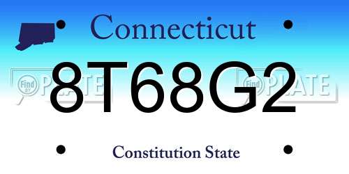 8T68G2 Connecticut License Plate