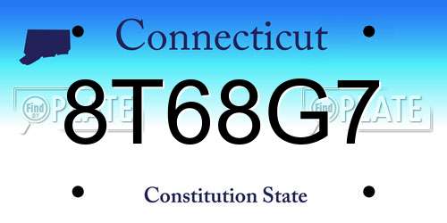 8T68G7 Connecticut License Plate