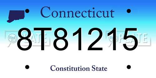 8T81215 Connecticut License Plate