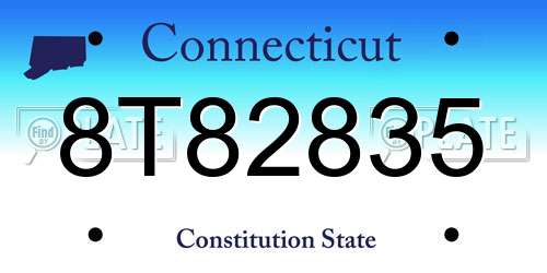 8T82835 Connecticut License Plate