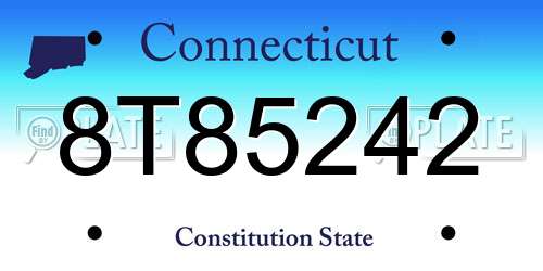 8T85242 Connecticut License Plate