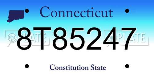 8T85247 Connecticut License Plate