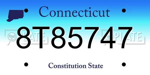 8T85747 Connecticut License Plate