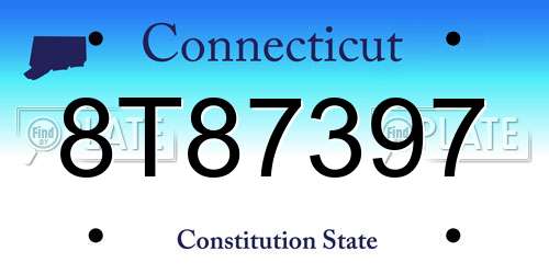 8T87397 Connecticut License Plate