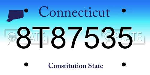8T87535 Connecticut License Plate