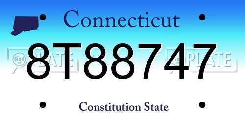 8T88747 Connecticut License Plate