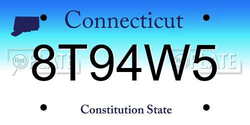 8T94W5 Connecticut License Plate