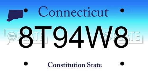 8T94W8 Connecticut License Plate