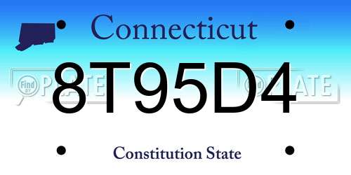 8T95D4 Connecticut License Plate