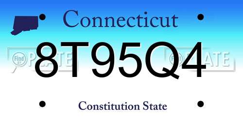 8T95Q4 Connecticut License Plate