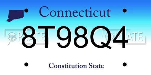 8T98Q4 Connecticut License Plate