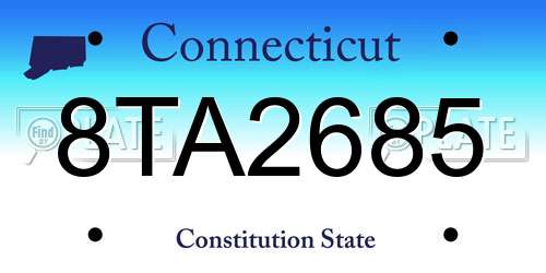 8TA2685 Connecticut License Plate