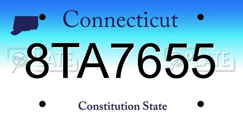 8TA7655 Connecticut License Plate