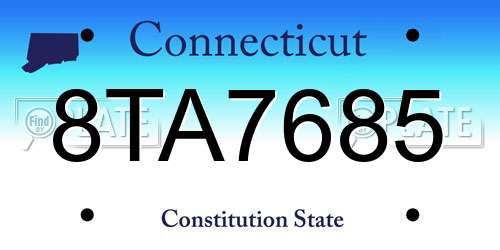 8TA7685 Connecticut License Plate